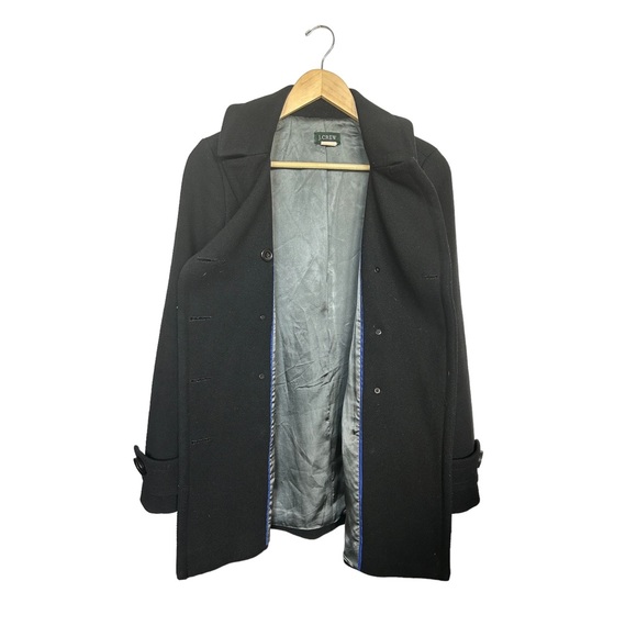 J. Crew Double Breasted Black Wool Peacoat Size 6 - Picture 12 of 16